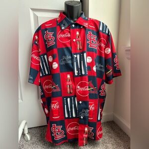 St. Louis Cardinals X Coca Cola Official Merch Short Sleeve Button Down Shirt